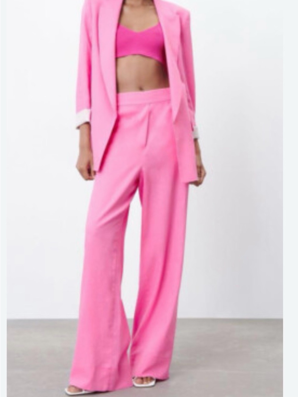 Zara Hot Pink Wide-Leg Trousers
